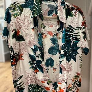 Tropical Print Button-up Shirt